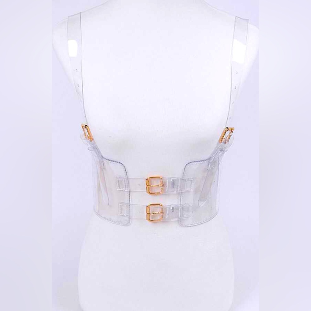 Clear Transparent Elastic Harness Statement Belt - Picture 1 of 4
